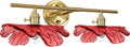 2-Light Red Floral Wall Sconce Mid Century Antique Gold Bathroom Vanity Light with Metal Base, Wall Lighting Fixture Over Mirror for Living Room Bedroom Hallway