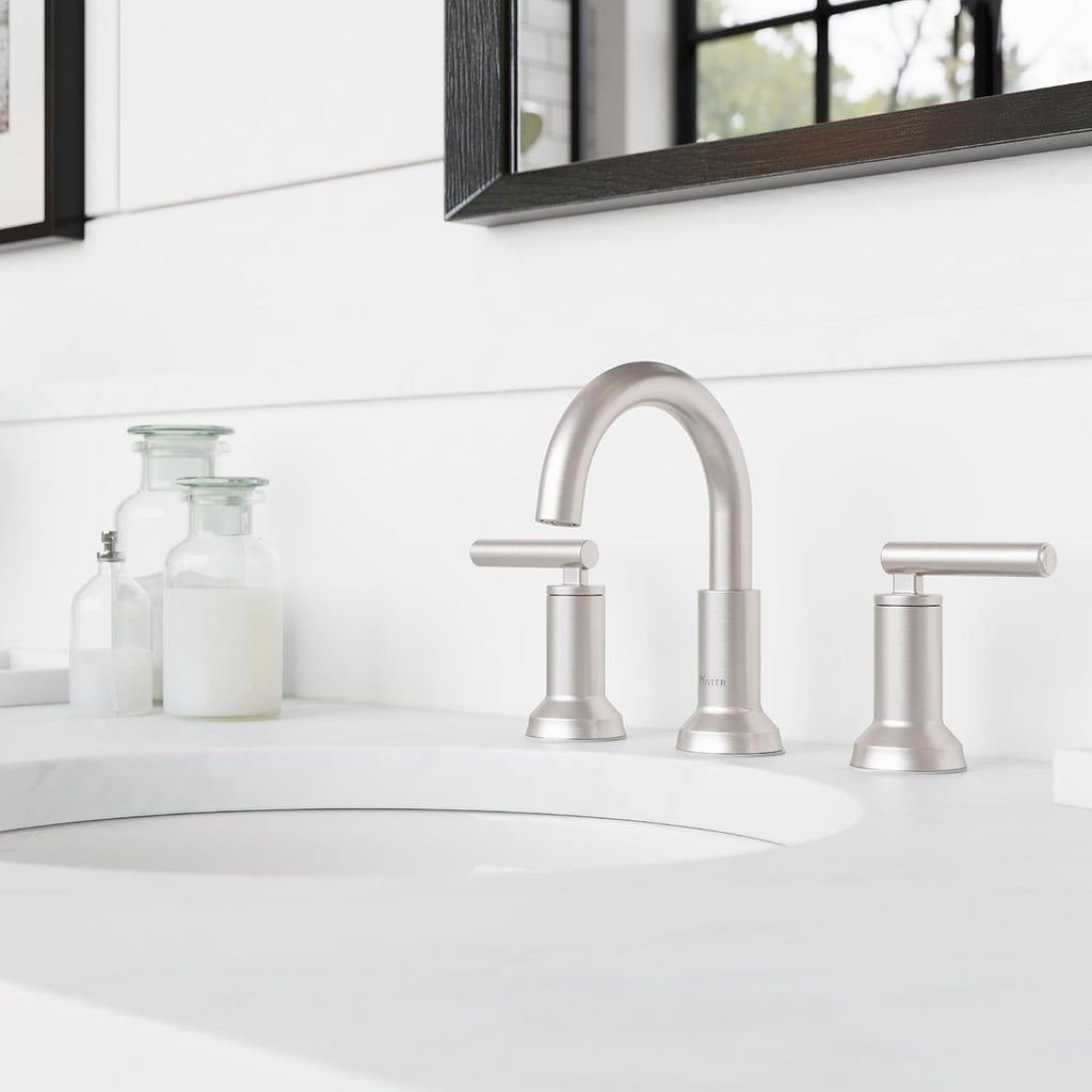 Pfister Capistrano Bathroom Sink Faucet, 8-Inch Widespread, 2-Handle, 3-Hole, NSF Certified, Spot Defense Brushed Nickel Finish, LF049CSOGS | (Pack of 3)