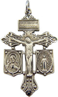 Sterling Silver Pardon Crucifix with Scapular and Miraculous Medal, 1 3/8 Inch