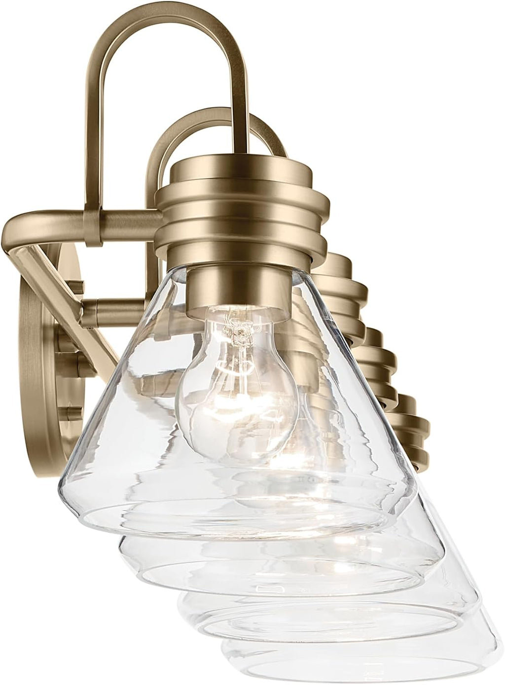 Kichler Farum 34' 4-Light Bathroom Vanity Light Fixture with Clear Glass in Champagne Bronze for Single or Double Vanity, Modern Lighting Fixture (34' x 9.5' x 9.5'), 55156CPZCLR
