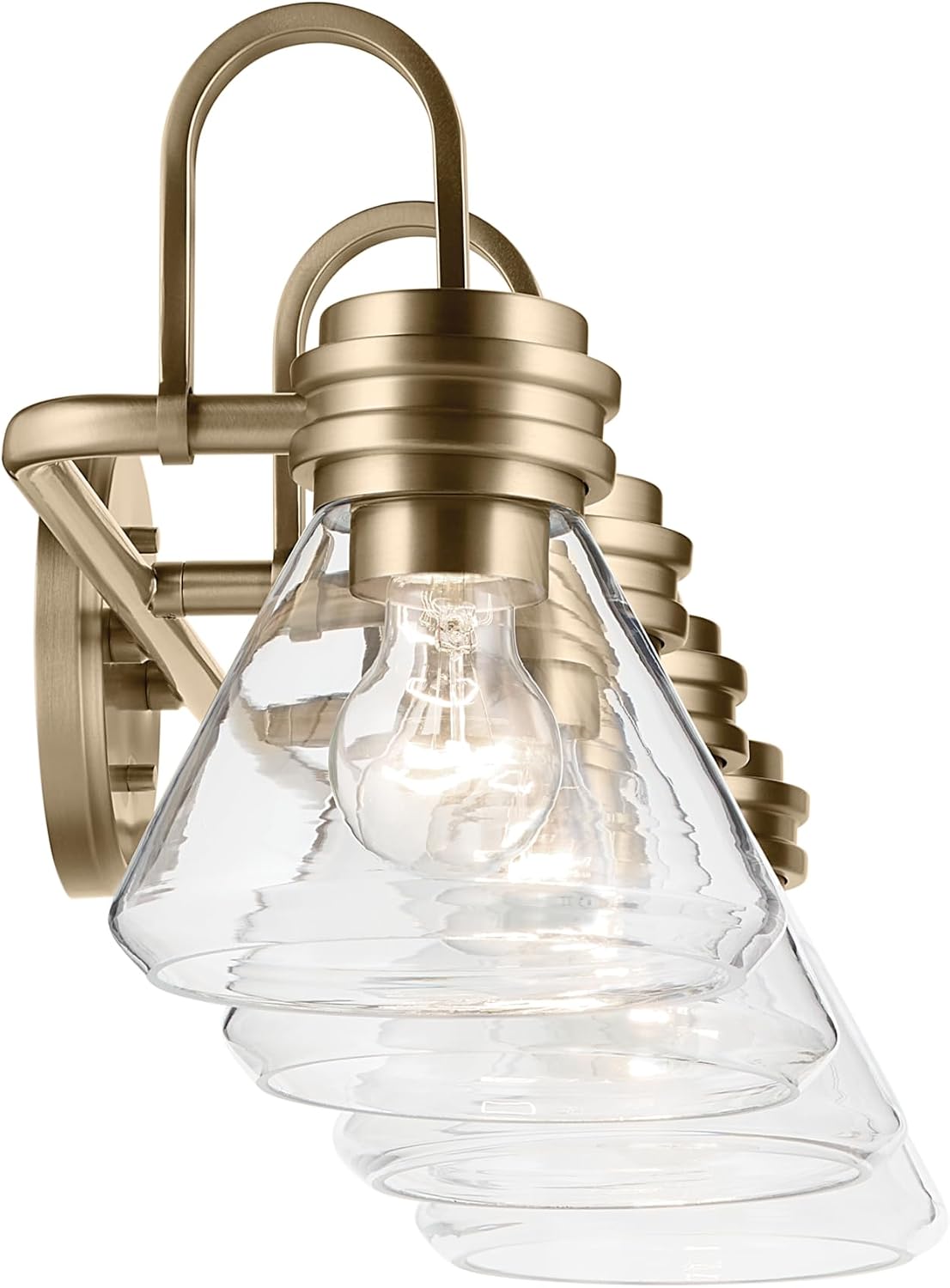 Kichler Farum 34' 4-Light Bathroom Vanity Light Fixture with Clear Glass in Champagne Bronze for Single or Double Vanity, Modern Lighting Fixture (34' x 9.5' x 9.5'), 55156CPZCLR