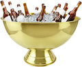 3 Gallon 12L Stainless Steel Beverage Tub Insulated Ice Bucket Metal Champagne Bowl with Base Large Size Ice Bowl for Wine Beer Home Bar Parties（Gold）