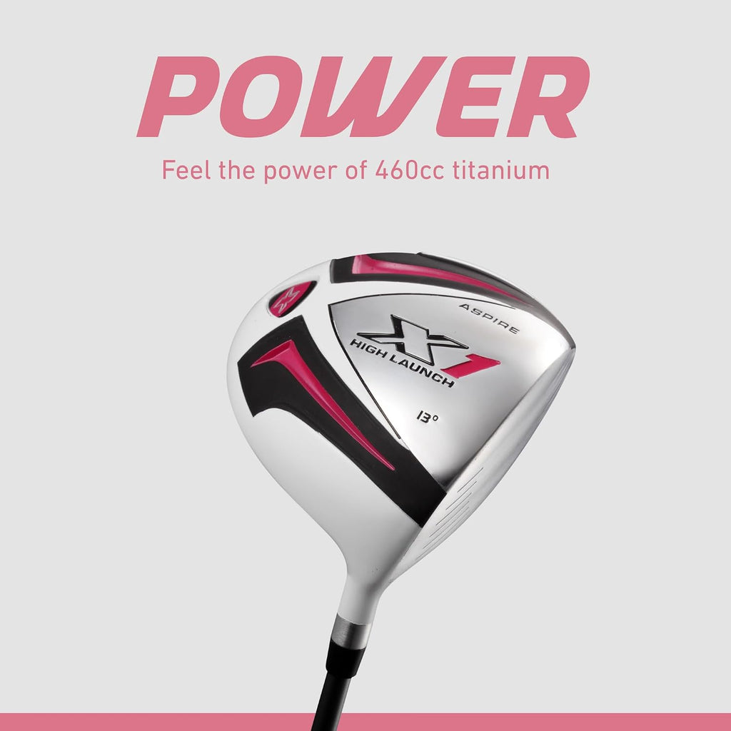 Aspire X1 Womens Golf Clubs Full Set – Driver, Fairway, Hybrid, 6-PW Irons, Putter, Stand Bag & Headcovers - Graphite Shafts - Right Handed