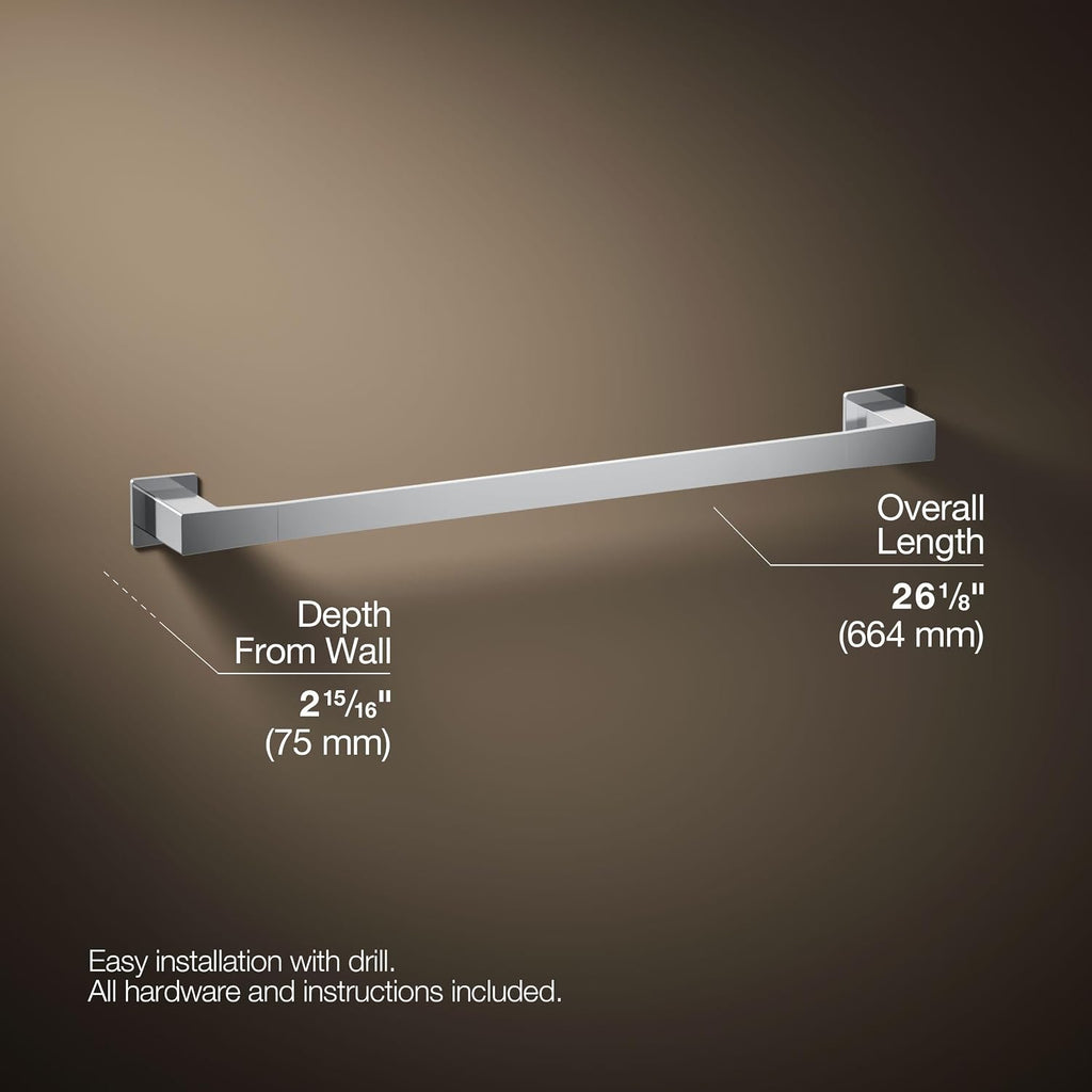 Kohler 26634-CP Honesty® 24' Towel bar, Polished Chrome