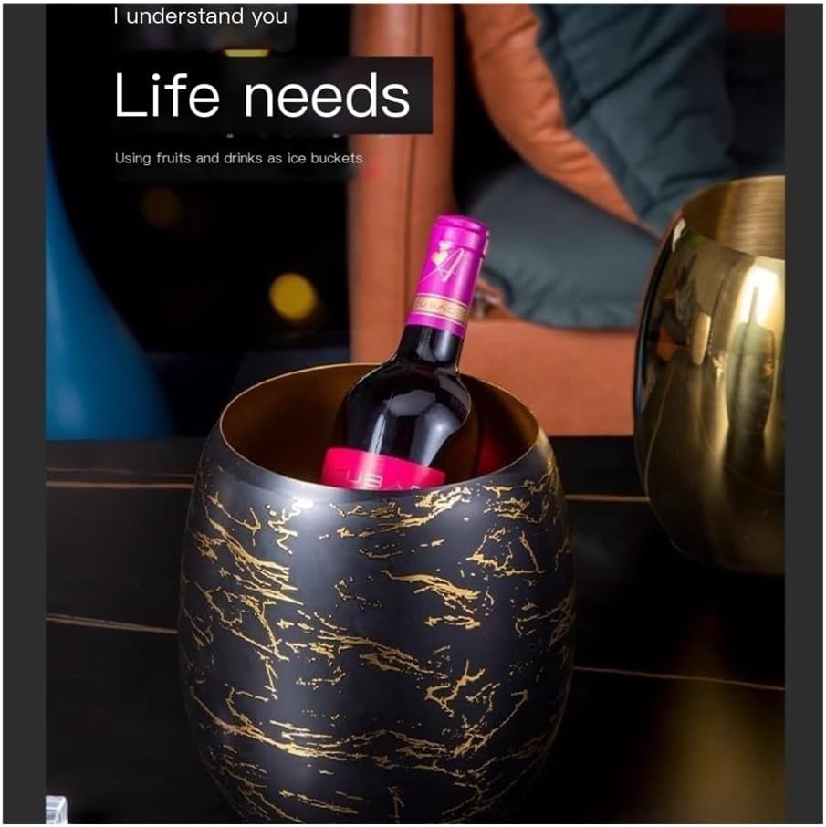 Ice Bucket, Stainless Steel Ice Bucket, Champagne Wine Beer Chilling Bucket Ice Buckets for Parties(Gold)