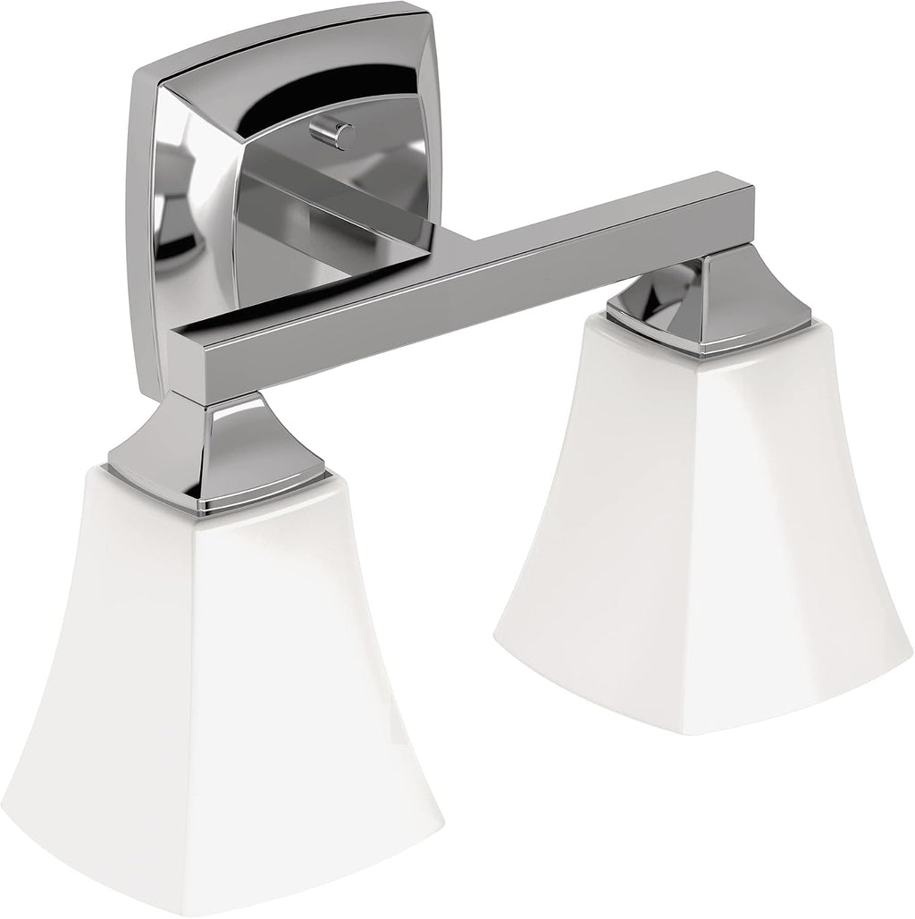 Moen Voss Chrome 2-Light Dual-Mount Bath Bathroom Vanity Fixture with Frosted Glass, YB5162CH