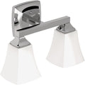 Moen Voss Chrome 2-Light Dual-Mount Bath Bathroom Vanity Fixture with Frosted Glass, YB5162CH