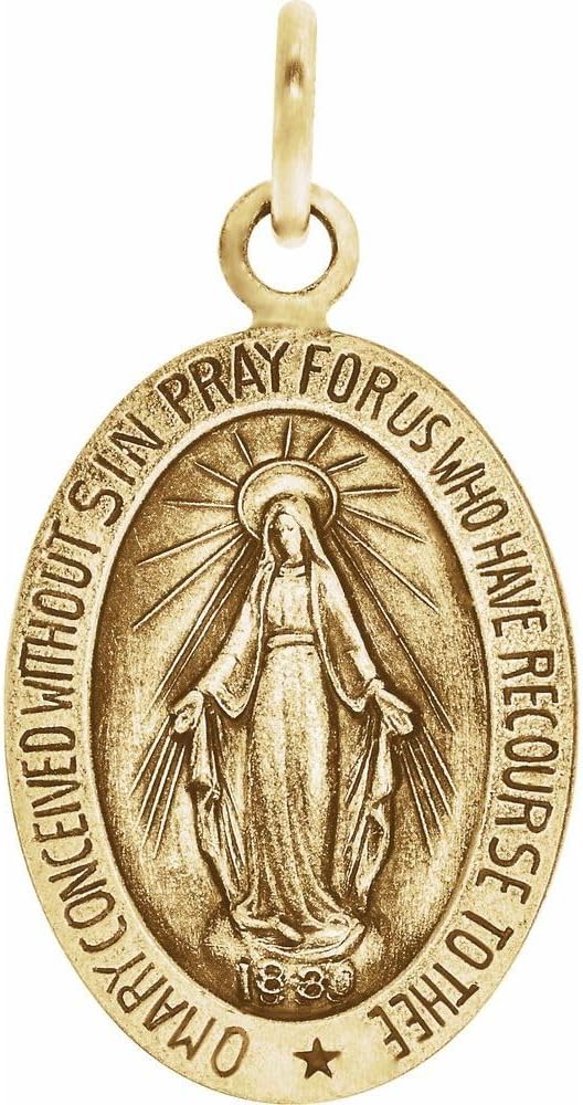 Sonia Jewels Solid 14k Yellow Gold 9x6mm Oval Miraculous Medal (9mm x 6mm)