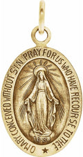 Sonia Jewels Solid 14k Yellow Gold 9x6mm Oval Miraculous Medal (9mm x 6mm)
