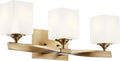 Kichler Marette 23' 3-Light Bathroom Vanity Light Fixture with Satin Etched Cased Opal Glass in Champagne Bronze for Bathroom and Powder Room (23' x 8.25' x 6'), 55002CPZ