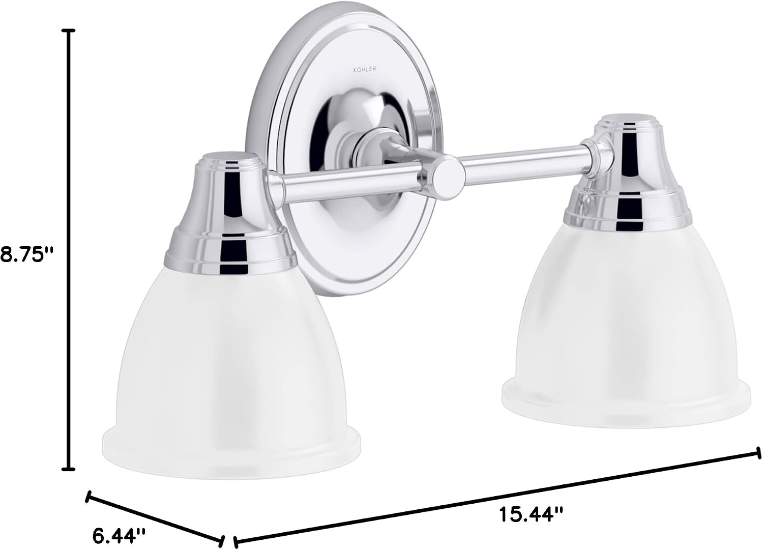 Kohler Forte Bathroom Vanity Light Fixture, Wall Sconce Lighting, Position Facing Up or Down, UL Listed, 2 Light, Matte Black