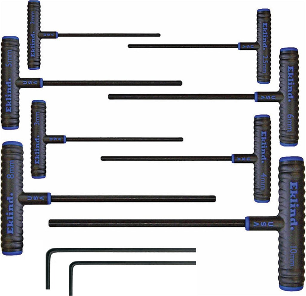 Eklind T Handle Hex Wrench Set Metric, SAE, and Torx 34pc 6' Comfort Grip w Stands Made in USA