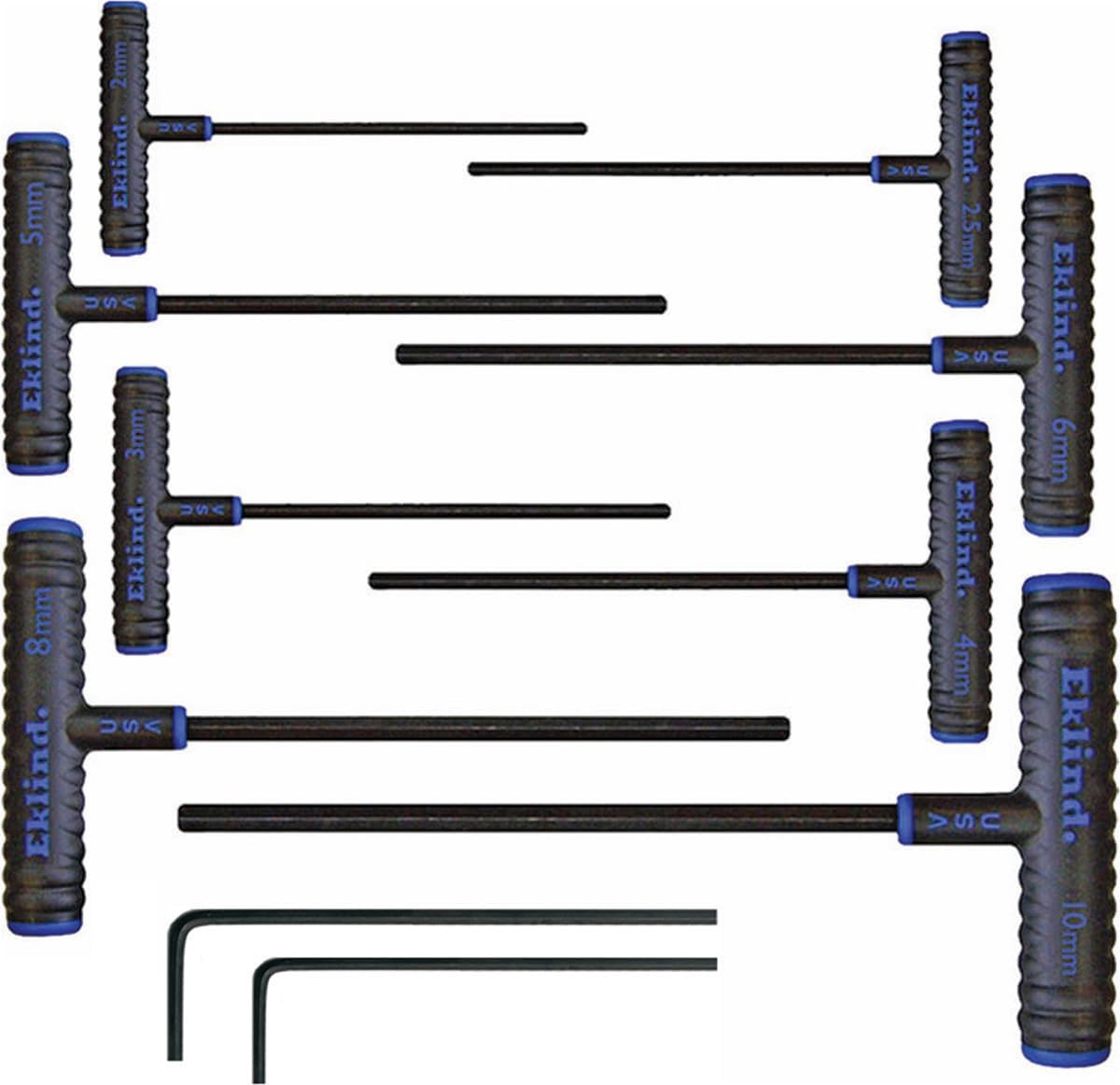 Eklind T Handle Hex Wrench Set Metric, SAE, and Torx 34pc 6' Comfort Grip w Stands Made in USA