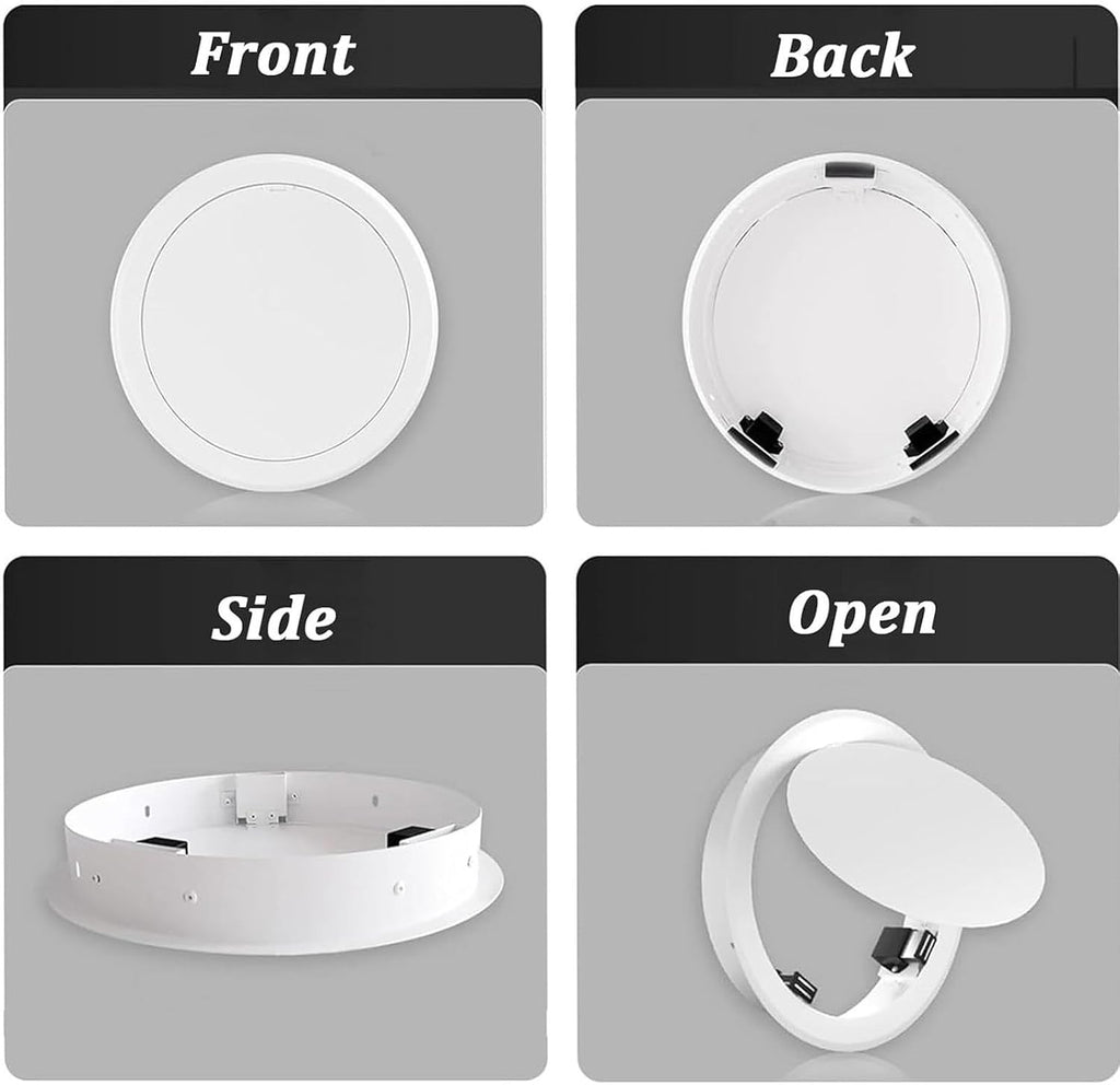 White Plumbing Hiding Drywall Decor Cover,Round Access Panel for Ceiling and Wall, Small Inspection Hatch Door with Galvanized Plate(17.7in)