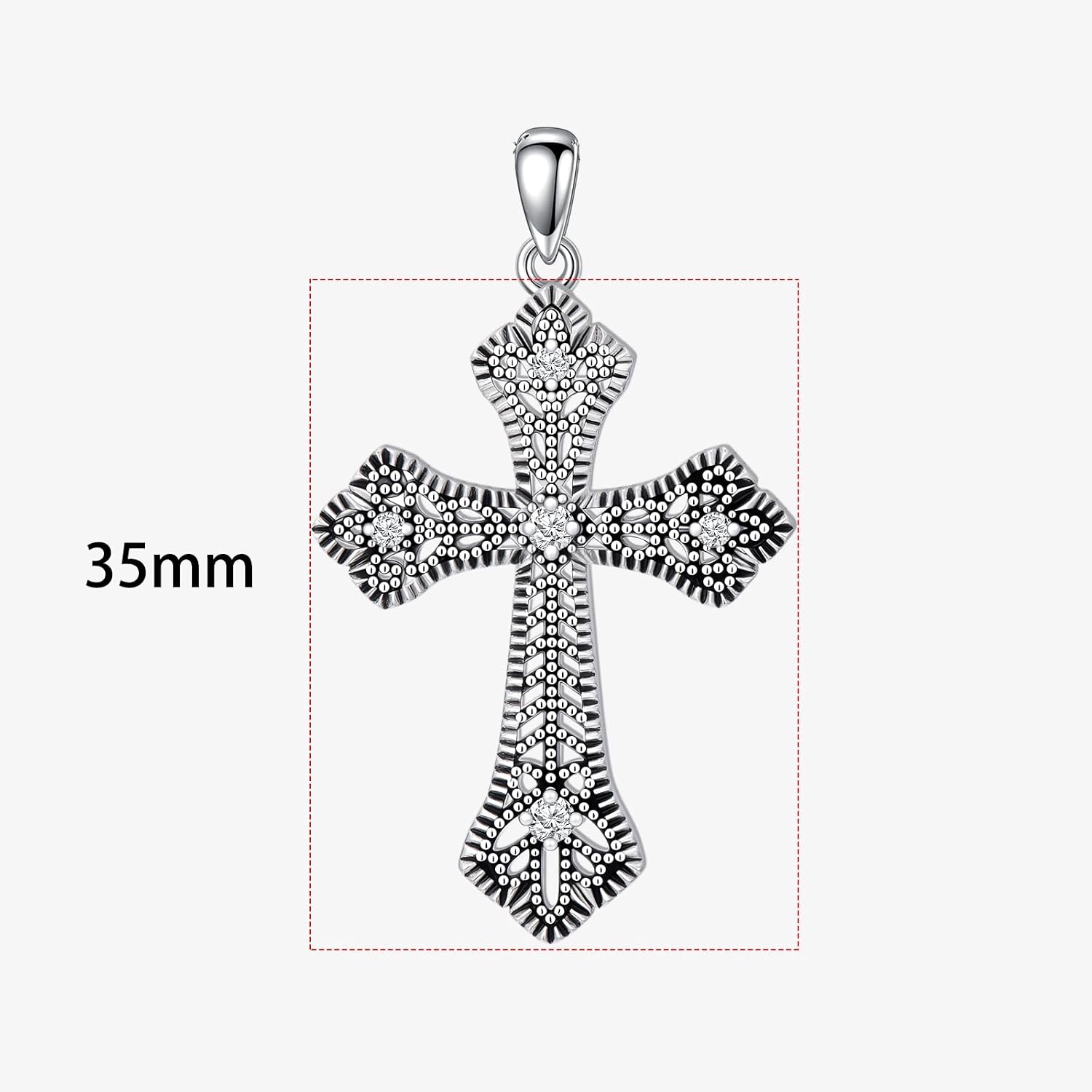 Real Sterling Silver Religious Necklace for Women, s925 Silver Cross Necklace Christian Religion Jewelry for Confirmation Baptism Ladies Mom, 18+2'