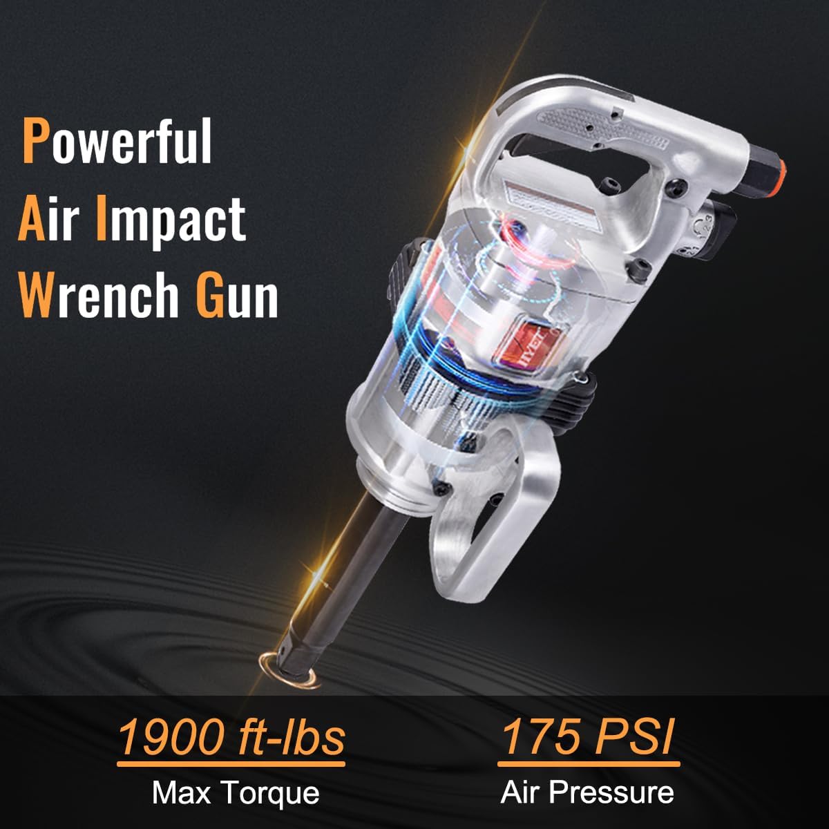 ERGOMASTER Air Impact Wrench Gun 1 Inch High Torque, Pneumatic Impact Wrench Set Heavy Duty with D Handle, Carrying Case, 4200 RPM, for Car, Equipment Repair