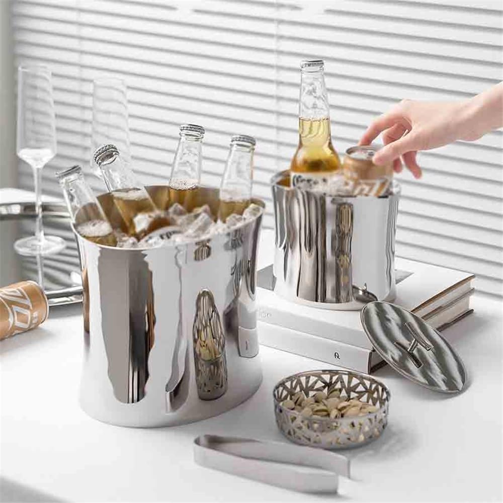 Ice Bucket Home Wine Champagne Beer Red Wine Chilling Ice Bucket Light Luxury Ornaments Stainless Steel Ice Bucket Beverage Tub