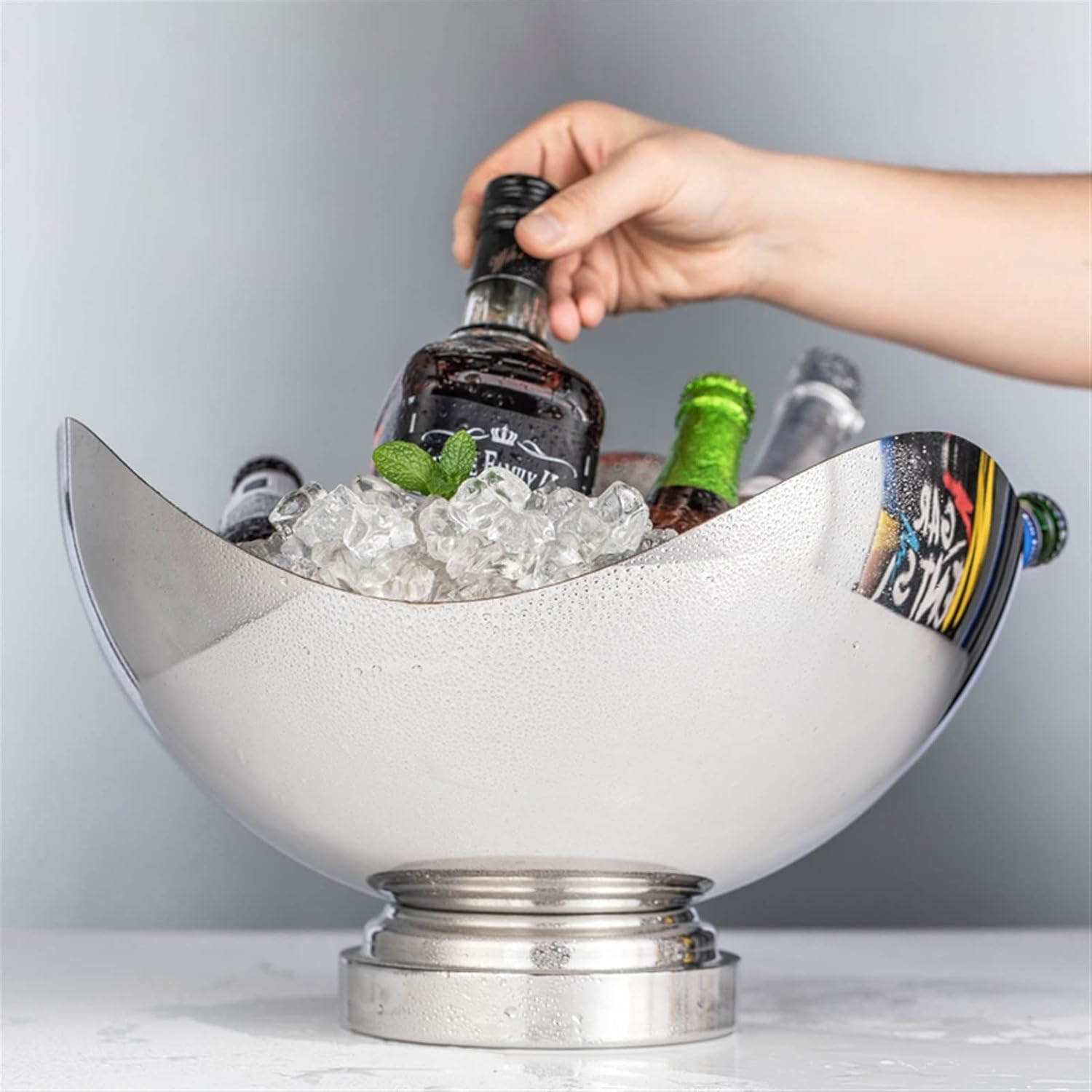 Ice Bucket Champagne Bucket Creative Ice Bucket Container Stainless Steel Wine Ice Bucket Summer Chilled Champagne Basin for Home Bar, Chilling Beer and Wine Ice Bucket Beverage Tub (Color : Brass)