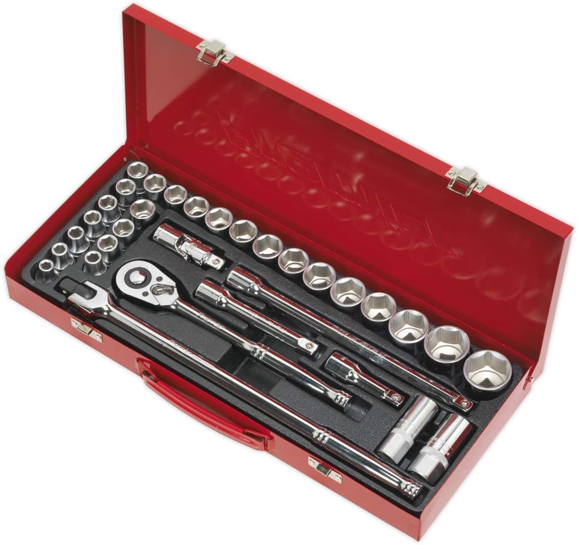 Sealey AK693 6 Point Walldrive-Duometric Socket Set, 1/2' Square Drive, 32 Pieces