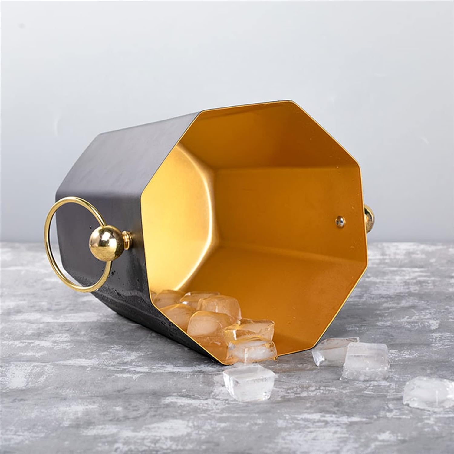 Ice Bucket Champagne Bucket Octagonal Ice Bucket Container Stainless Steel Champagne Wine Ice Bucket Keeps Ice Cold for Home Bar Chilling Beer and wine Ice Bucket Beverage Tub (Color : Brass)