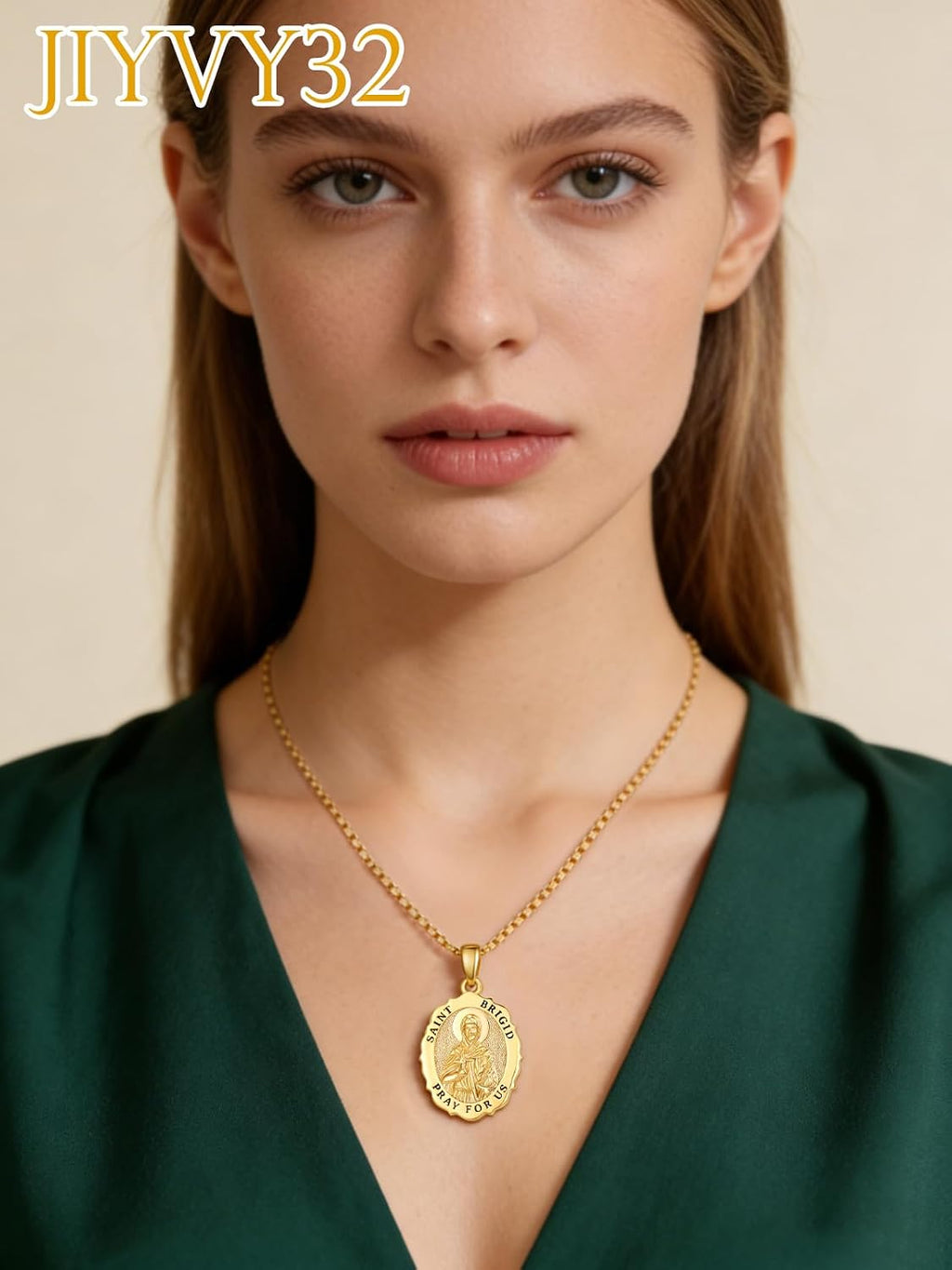 14K Gold Saint Medal Necklace for Women, Catholic Patron Saint Pendant Necklace, Christian Religious Jewelry Gift for Confirmation Baptism Communion Christmas Birthday