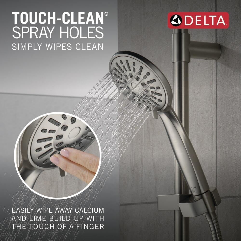 Delta Faucet Slide Bar Hand Held Shower with Hose, Brushed Nickel Handheld Shower Head, Slide Bar Hand Shower, Handheld Shower, Detachable Shower Head, Stainless 51361-SS