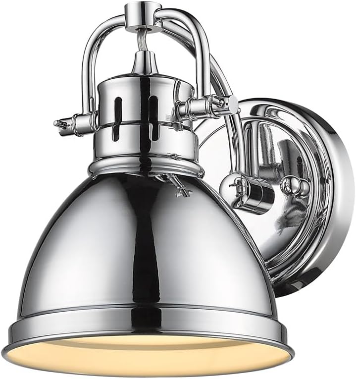 Golden Lighting 3602-BA1 CH Duncan Bath Vanity, 8.25'L x 6.5'W x 8.5'H, Chrome with a Chrome Shade- Bathroom Light Fixtures, Bathroom Vanity Light, Vanity Lights for bathroom