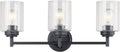 Kichler Winslow 21.5' 3-Light Bathroom Vanity Light Fixture with Clear Seeded Glass in Black, Modern Wall Mount Lighting for Mirror over Vanity in Bathroom, 45886BK