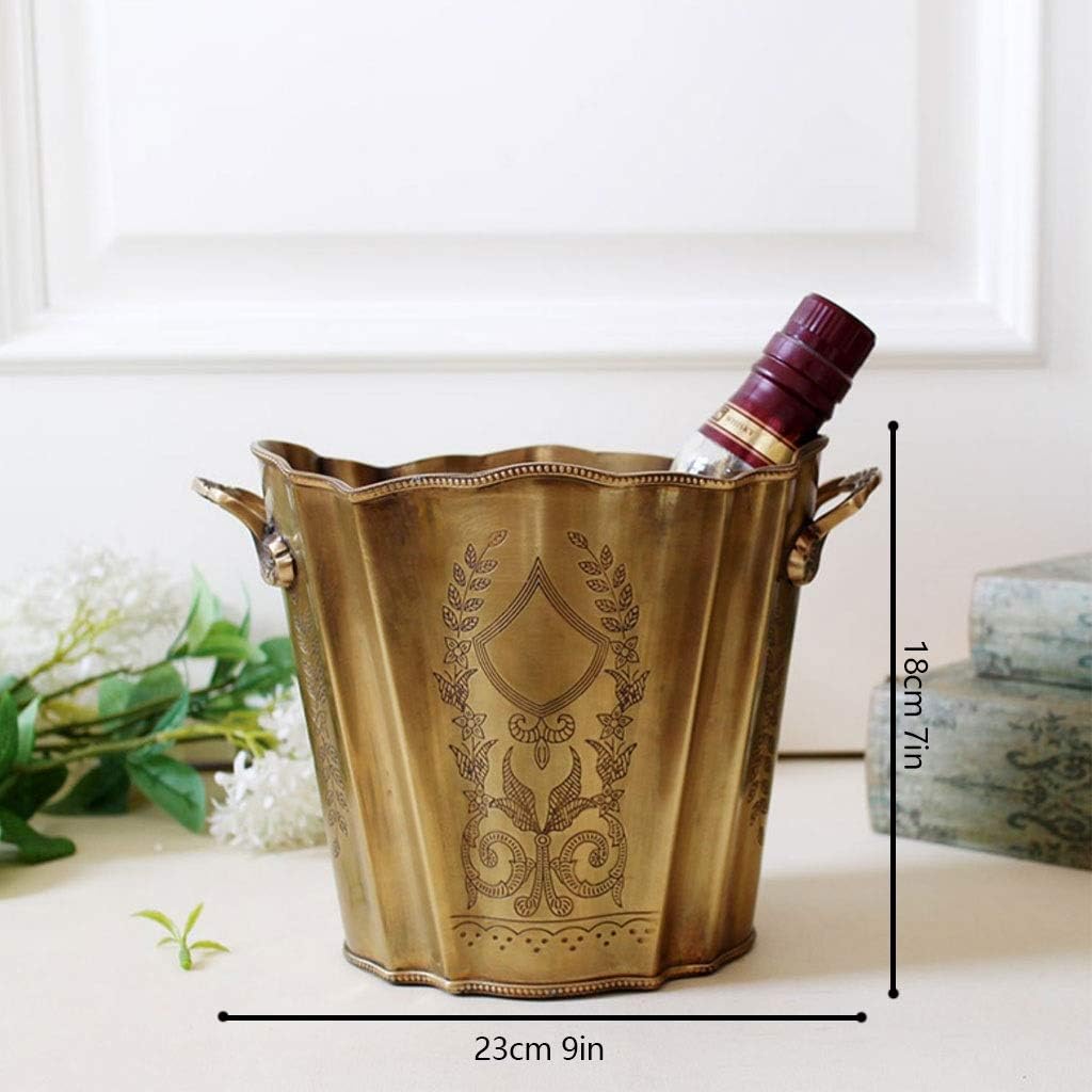 Ice Bucket Hand-Carved Bucket Brass Buckets Champagne Wine Vintage Set Great for Home Bar Chilling Beer Cooler