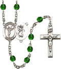 Bonyak Jewelry St. Christopher/Cheerleading Silver-Plated Rosary - Every Birth Month Color and More
