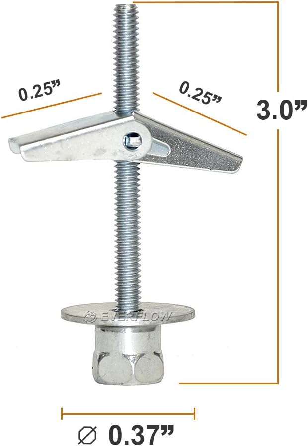 Everflow Sammys 8064925-50 SST 30 3/8 Inch Screw Vertically Threaded Rod Anchor Designed for Drywall or Prestressed Concrete, Steel, Zinc, Corrosion Resistance, 1/4 x 3 Inch Screw Length (Pack of 50)
