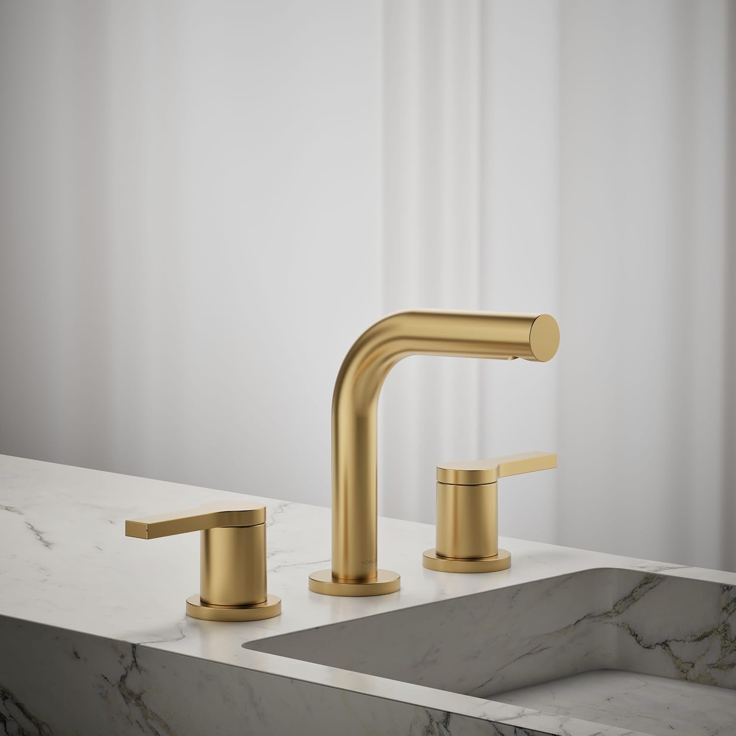 KOHLER K-33592-4K-2MB Elate® Widespread Bathroom Sink Faucet, Durable Brass Bathroom Faucets, Sleek Finish, 1.0 GPM, Vibrant Brushed Moderne Brass