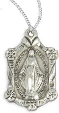 Heartland Store Women's Sterling Silver Miraculous Pendant with Flowers + 18 Inch Rhodium Plated Chain & Clasp| USA Made