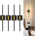 GvvooHome Battery Operated Wall Sconce Detachable 360°Rotate, Wireless Wall Lamp 3000-6500K Dimmable, 10000mAh Rechargeable Wall Light for Bedroom, Living Room，28.3' Black Gold 4 Pack
