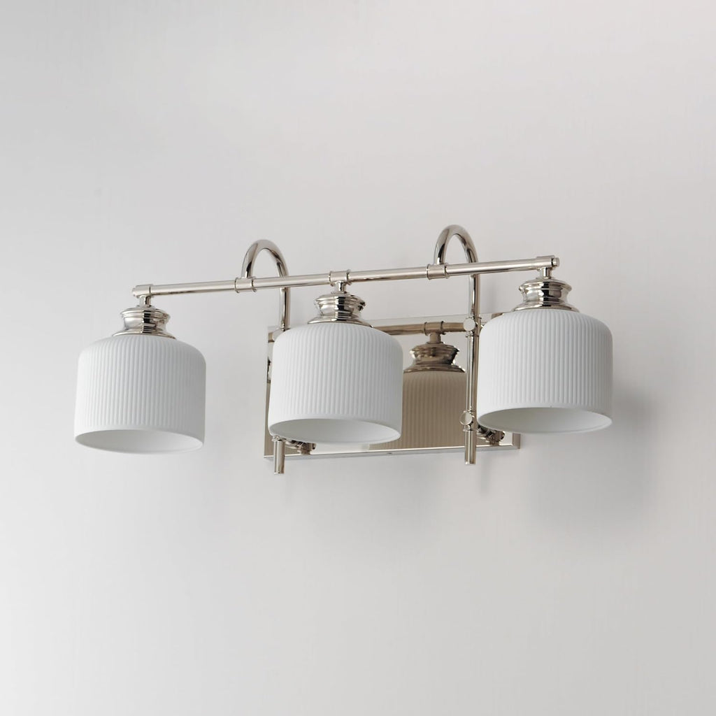 Maxim Lighting Bisque 3-Light Bath Vanity Light | Oil Rubbed Bronze Steel Finish | White Glass Shade | Modern Indoor Light Fixture | Ideal for Bathrooms & Powder Rooms | 21493WTOI