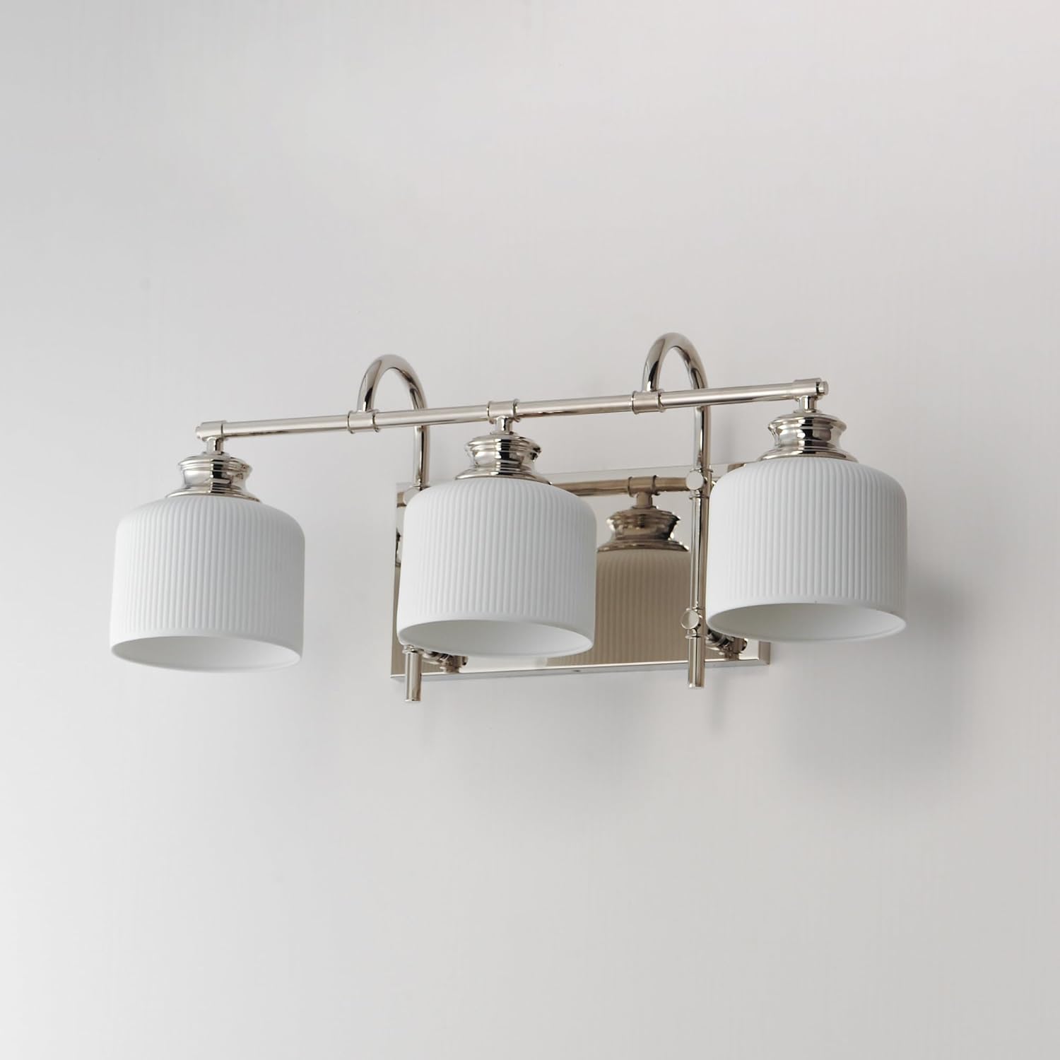 Maxim Lighting Bisque 3-Light Bath Vanity Light | Natural Aged Brass Steel Finish | White Glass Shade | Modern Indoor Light Fixture | Ideal for Bathrooms & Powder Rooms | 21493WTNAB
