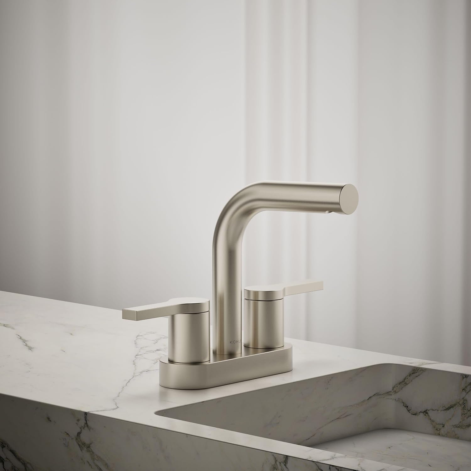 KOHLER K-33591-4K-BN Elate® Centerset Bathroom Sink Faucet, Contemporary Style, Water Efficient, Easy to Install, Bathroom Faucets, 1.0 GPM, Vibrant Brushed Nickel