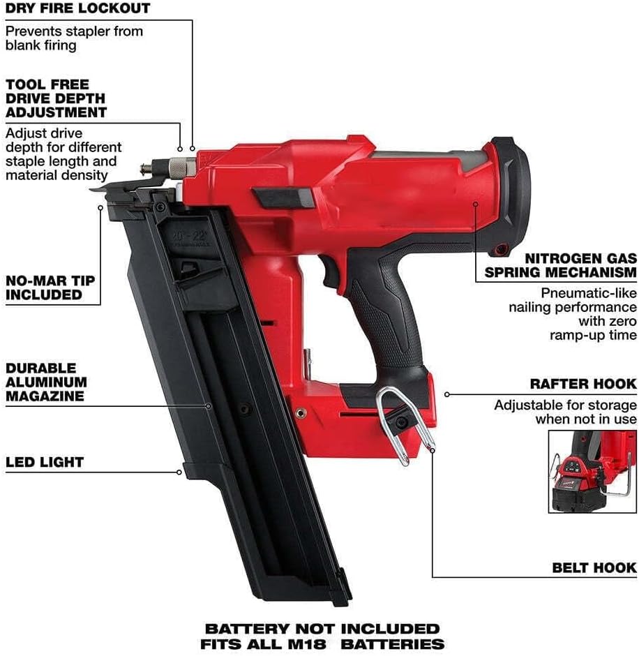 Framing Nail Gun Compatible with 2744-20 18V 21 Degree Framing Nailer, Finish Nailer -Tool Only