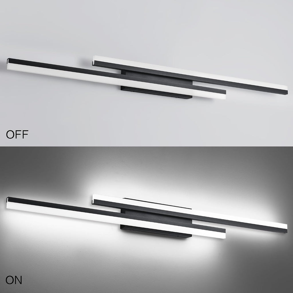 PRESDE 48 Inch Bathroom Light Fixtures Black Vanity Light Bar LED Modern Bath Lighting Over Mirror 5CCT