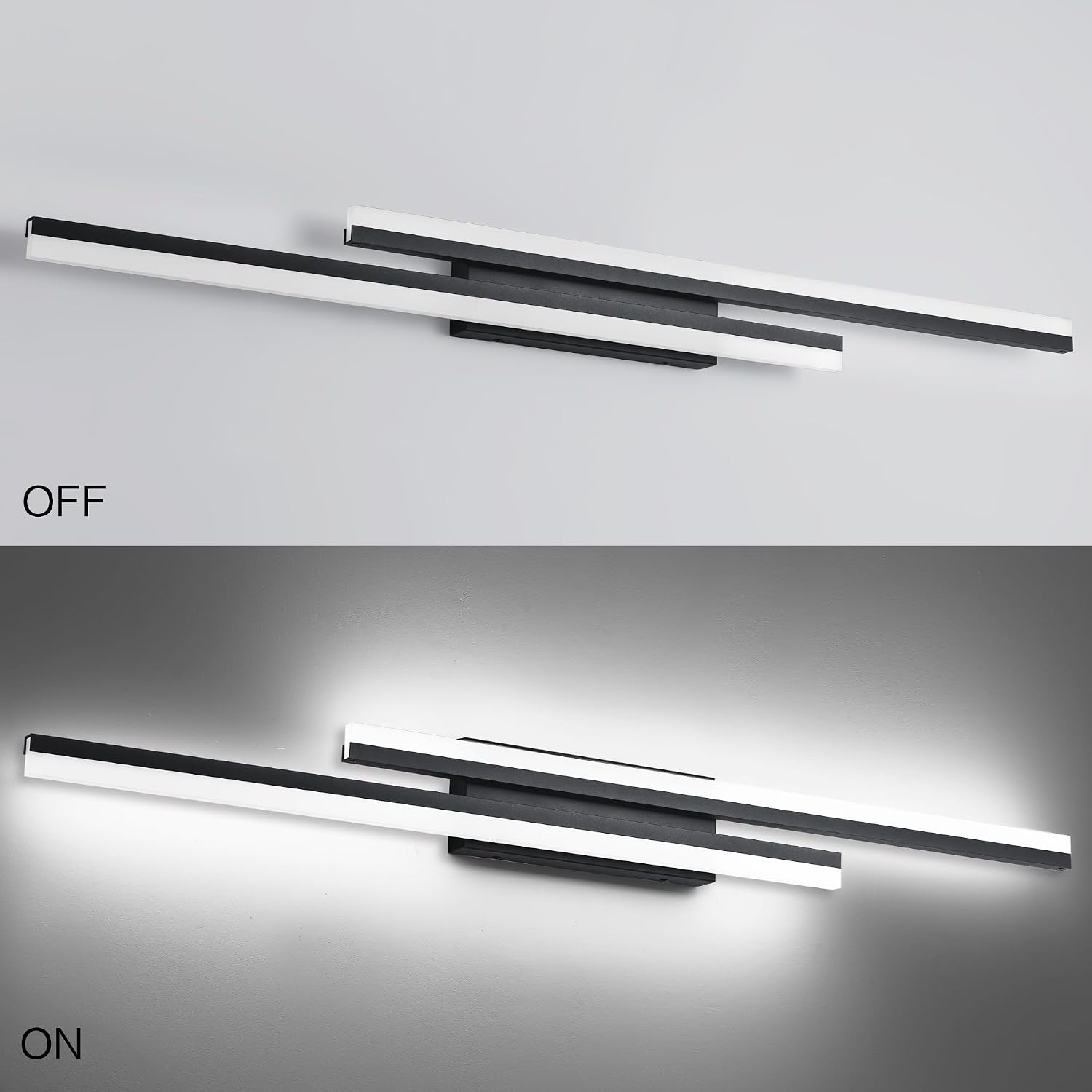 PRESDE 48 Inch Bathroom Light Fixtures Black Vanity Light Bar LED Modern Bath Lighting Over Mirror 5CCT