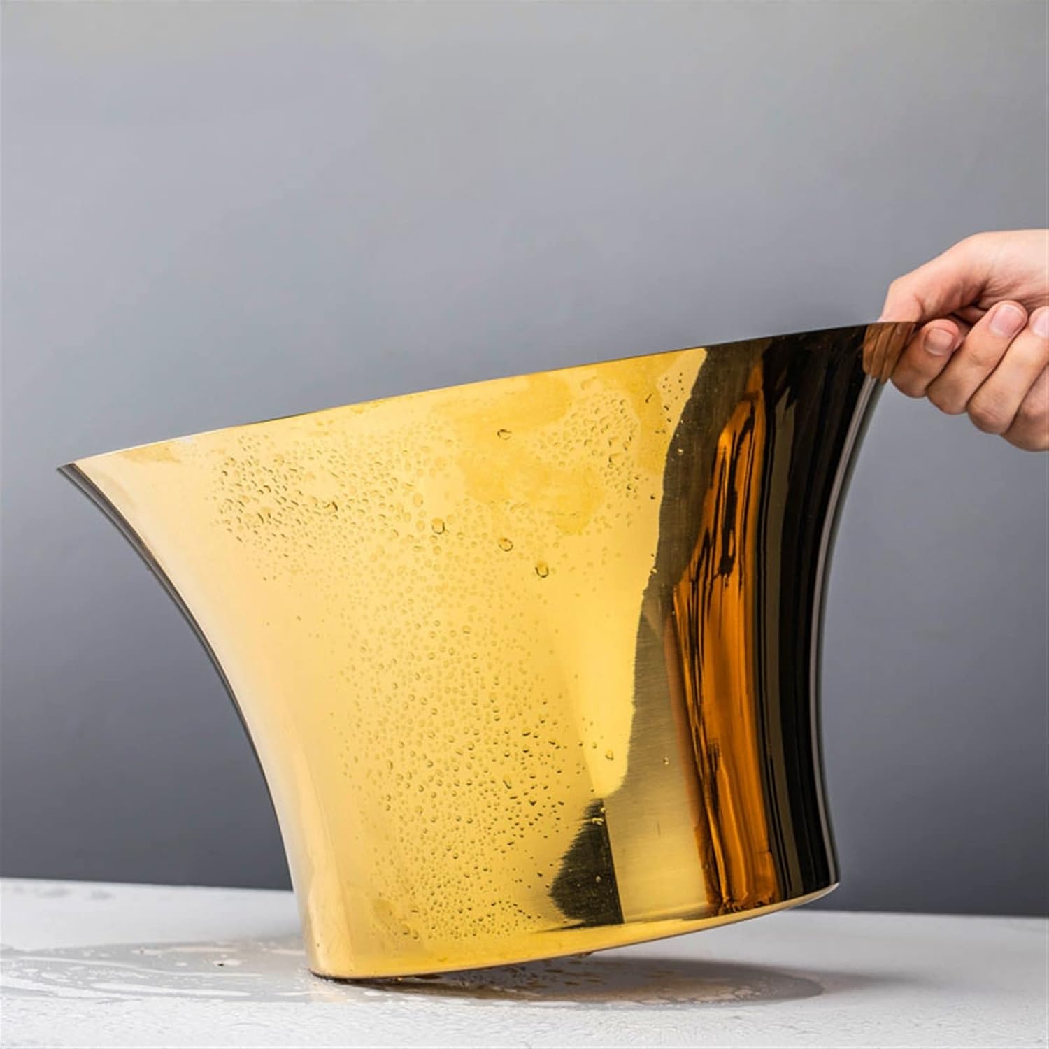 Ice Bucket Champagne Bucket Ice Bucket Container Large Stainless Steel Champagne Ice Wine Basin Party Ice Bucket for Home Bar, Chilling Beer and Wine Ice Bucket Beverage Tub (Color : Brass)