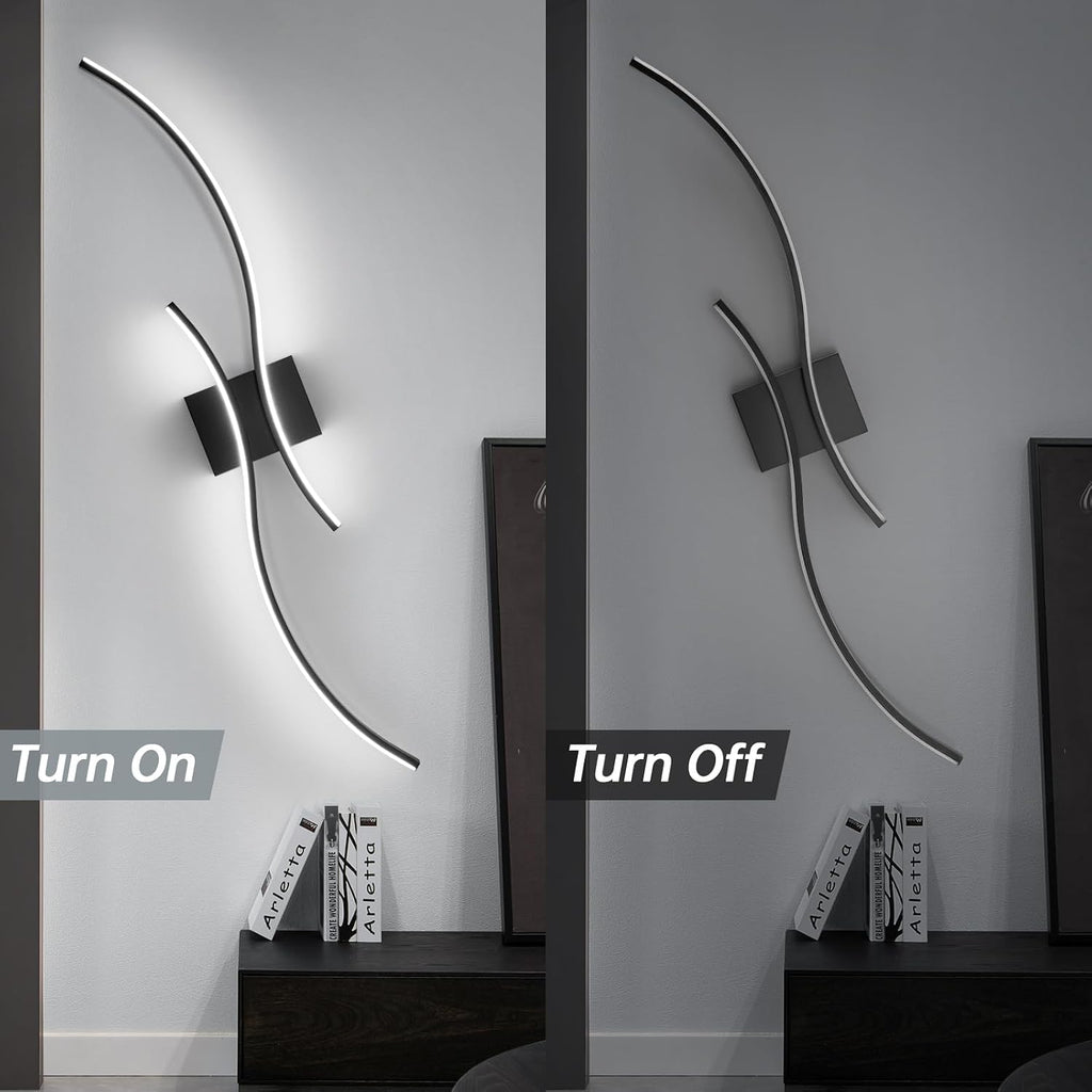 CANEOE Modern Wall Sconce Set of Two, 5CCT Dimmable Indoor Led Wall Sconce Lighting Set of 2, Hardwire Black Led Wall Lamps for Living Room Bedroom Bathroom Hallway, 31.5Inch (2 Packs)