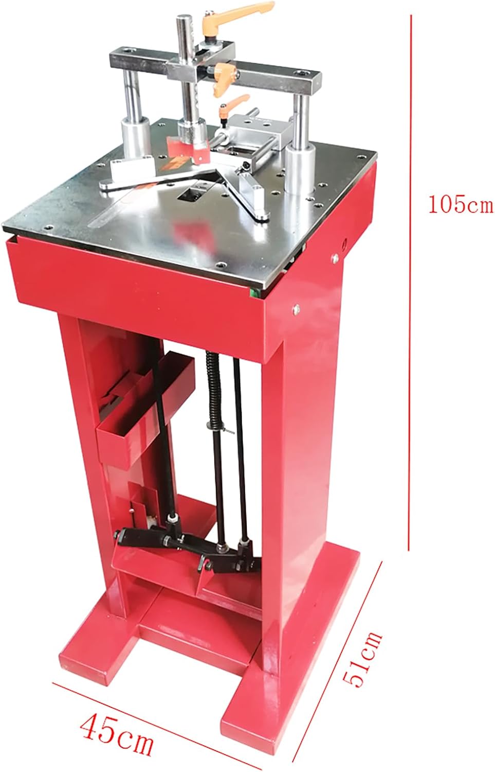 Yokoma Manual Picture Frame Joiner with Foot Crank Vertical Framing Tool 7/10/12/15mm V-Nails Hardware Joining Frame Wood Corner with Four Nail Heads