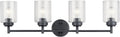 Kichler Winslow 30' 4-Light Bathroom Vanity Light Fixture with Clear Seeded Glass in Black, Modern Industrial Style for Bathroom and Powder Room, (30' x 9.25' x 6.5'), 45887BK