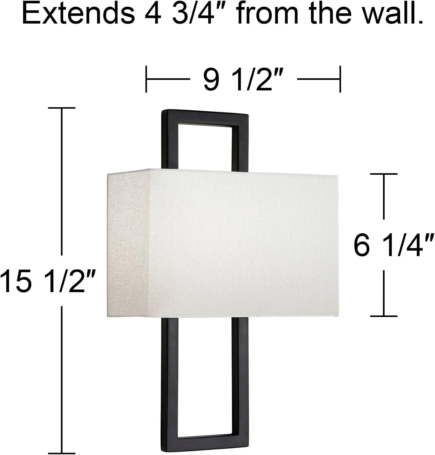 Possini Euro Design Modena Modern Wall Light Sconces Set of 2 Black Hardwired 9 1/2' Fixture Shimmery Silvery Faux Silk Half Shade for Bedroom Bathroom Vanity Living Room Home Hallway Dining House