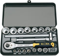 Draper 25932 Elora Metric Socket Set, 3/8' Square Drive, Blue, 18 Pcs
