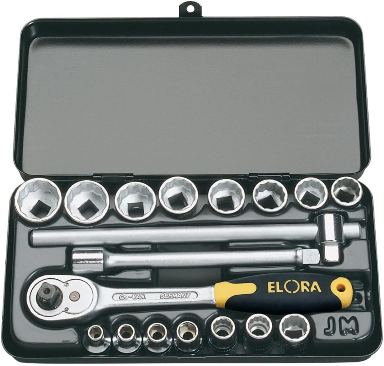 Draper 25932 Elora Metric Socket Set, 3/8' Square Drive, Blue, 18 Pcs