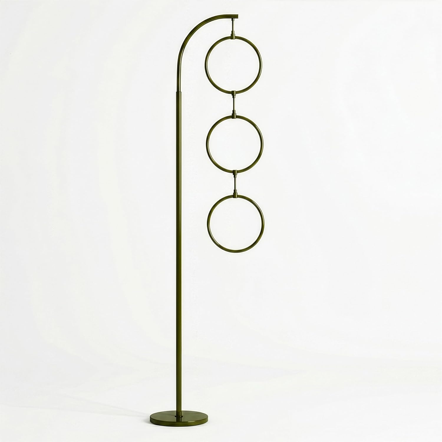 Brightech Nova Modern Floor Lamp - Contemporary Arc Tall Lamp with 3-Circle Ring-Style Pendant - Over the Couch Standing Lamp on Arching Pole - Eclectic Tall Lamp Matches Living Room Décor - Green