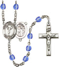 Bonyak Jewelry St. Sebastian/Cheerleading Silver-Plated Rosary - Every Birth Month Color and More