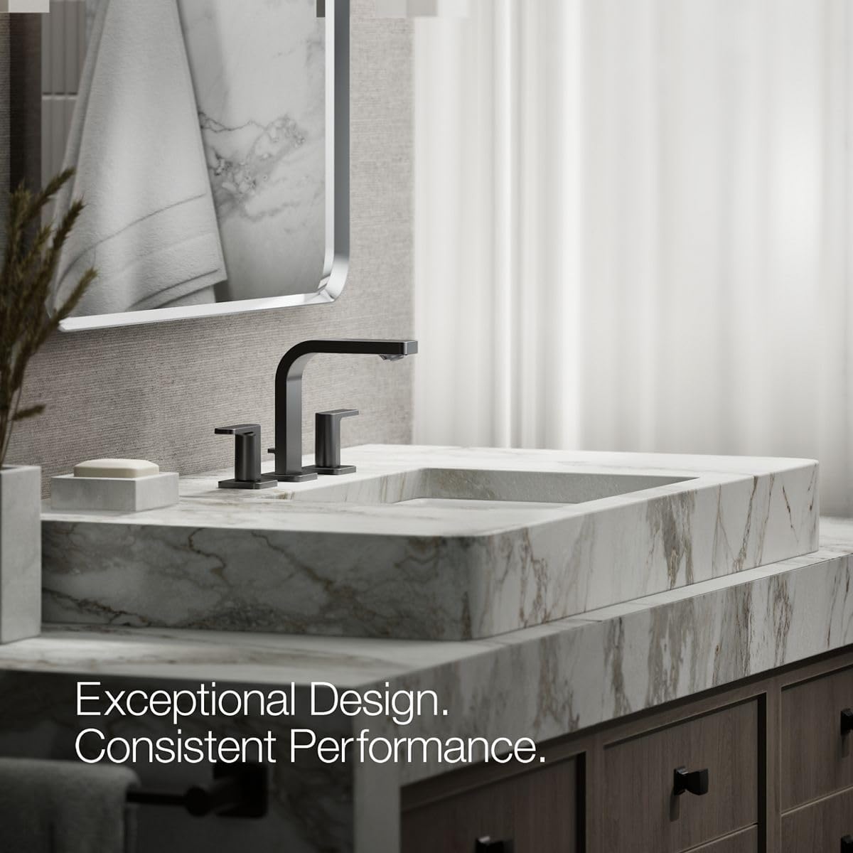 Kohler K-23484-4N-BL Parallel Widespread Bathroom Sink Faucet, .5 GPM, Lever Handles, Matte Black